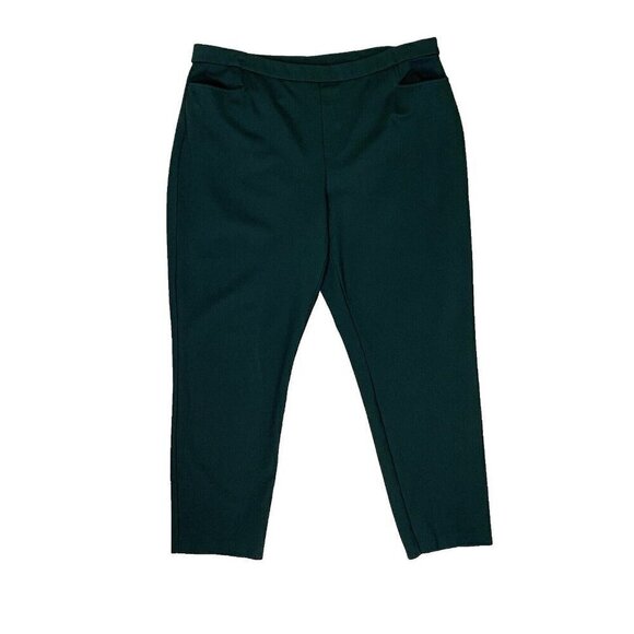 Susan Graver Pants - Susan Graver Womens Pants 2X Tall Pull On Green Stretch Smart Ponte Slim Leg